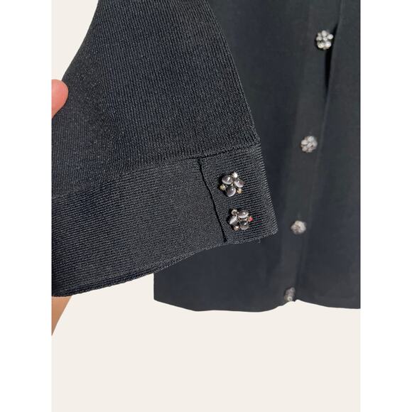 Classiques Entier Black Knit Embellished Button Cardigan Sweater Size M - Picture 2 of 6